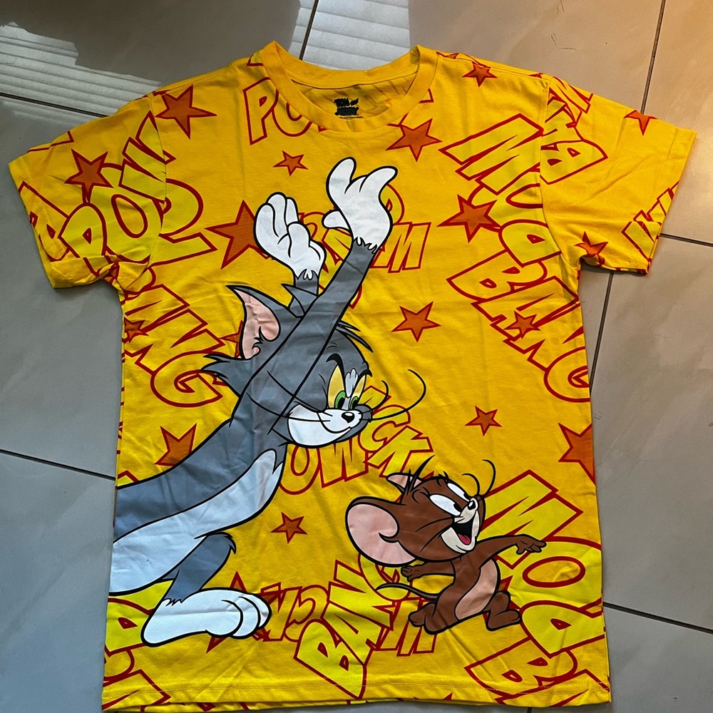 Tom And Jerry Short Sleeved Yellow T-shirt